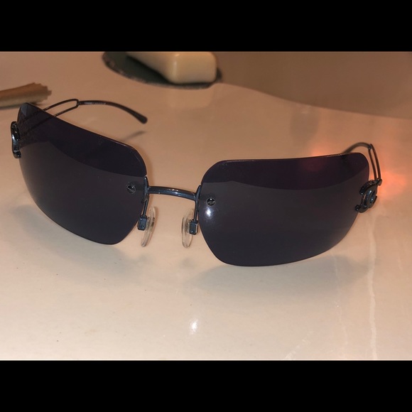 New Chanel Rectangular Rimless Sunglasses Blue - Picture 11 of 12